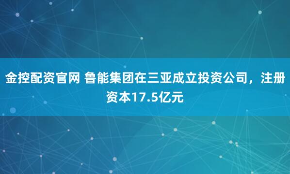 金控配资官网 鲁能集团在三亚成立投资公司，注册资本17.5亿元