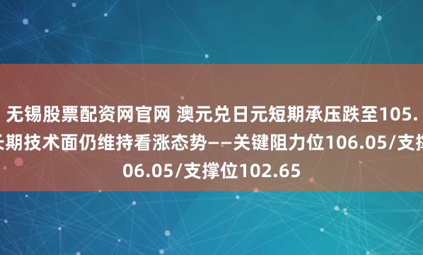 无锡股票配资网官网 澳元兑日元短期承压跌至105.00关口，长期技术面仍维持看涨态势——关键阻力位106.05/支撑位102.65